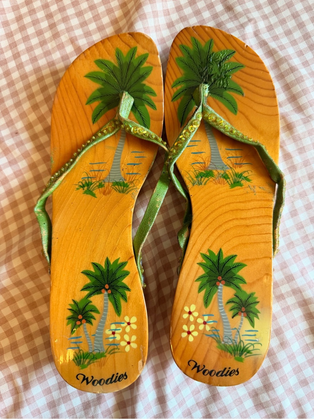 Woodies Tropical Palm Orange & Green Women’s Sandals